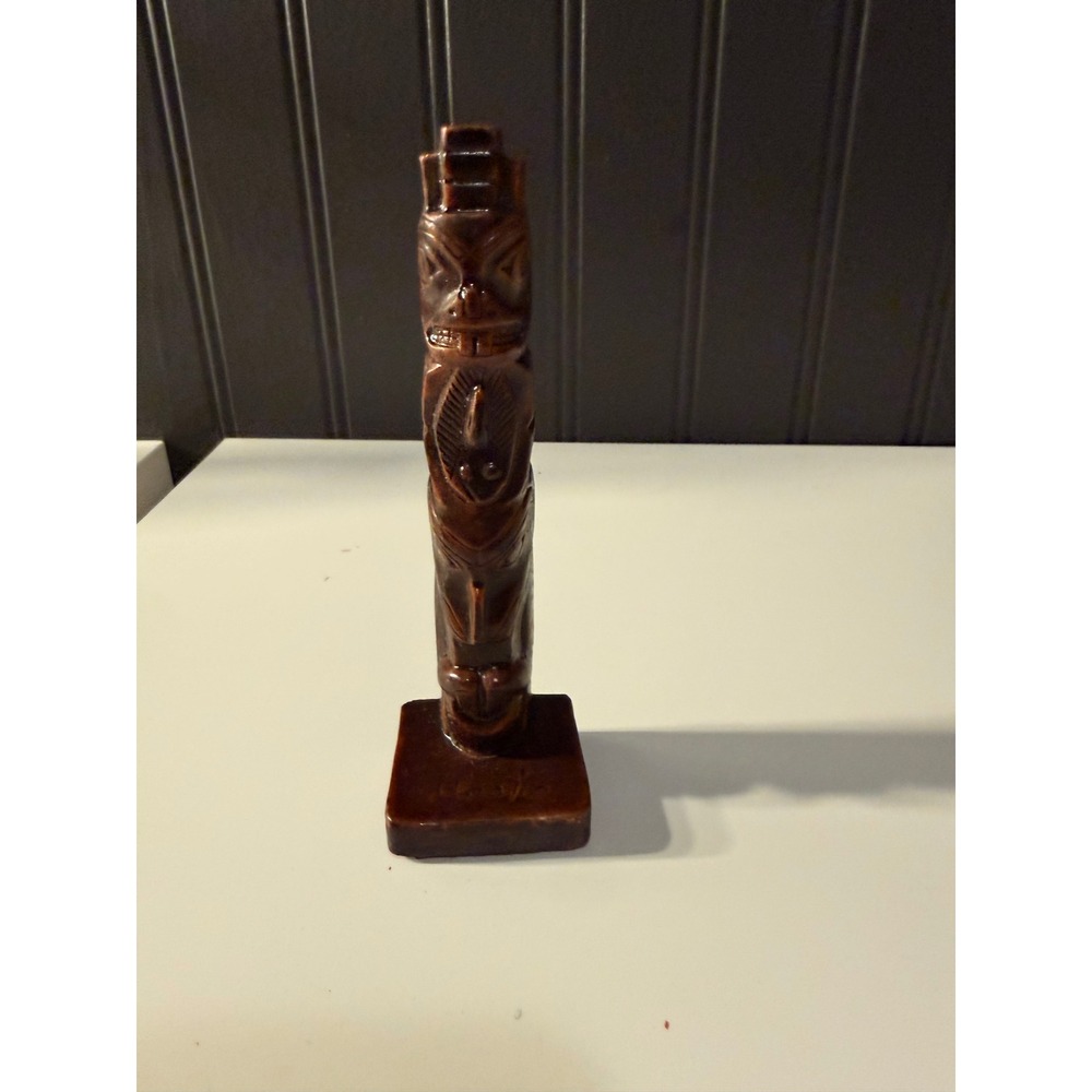 Authentic Alaska Craft Wooden Totem Pole Made in Ketchikan Alaska Vintage